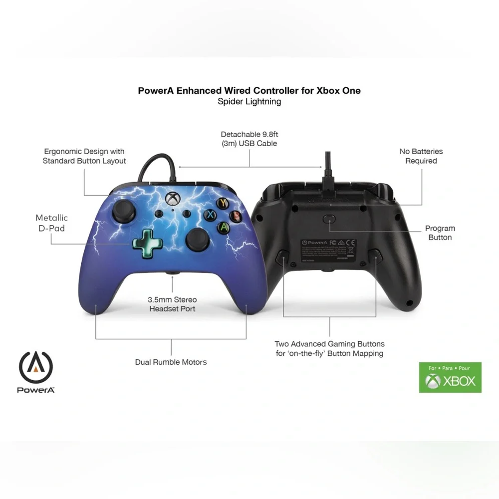 Microsoft Xbox PowerA Enhanced Wired Controller - Spider Lightning